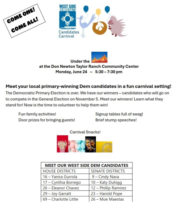 You are currently viewing West Side Dems June Meeting and Carnival