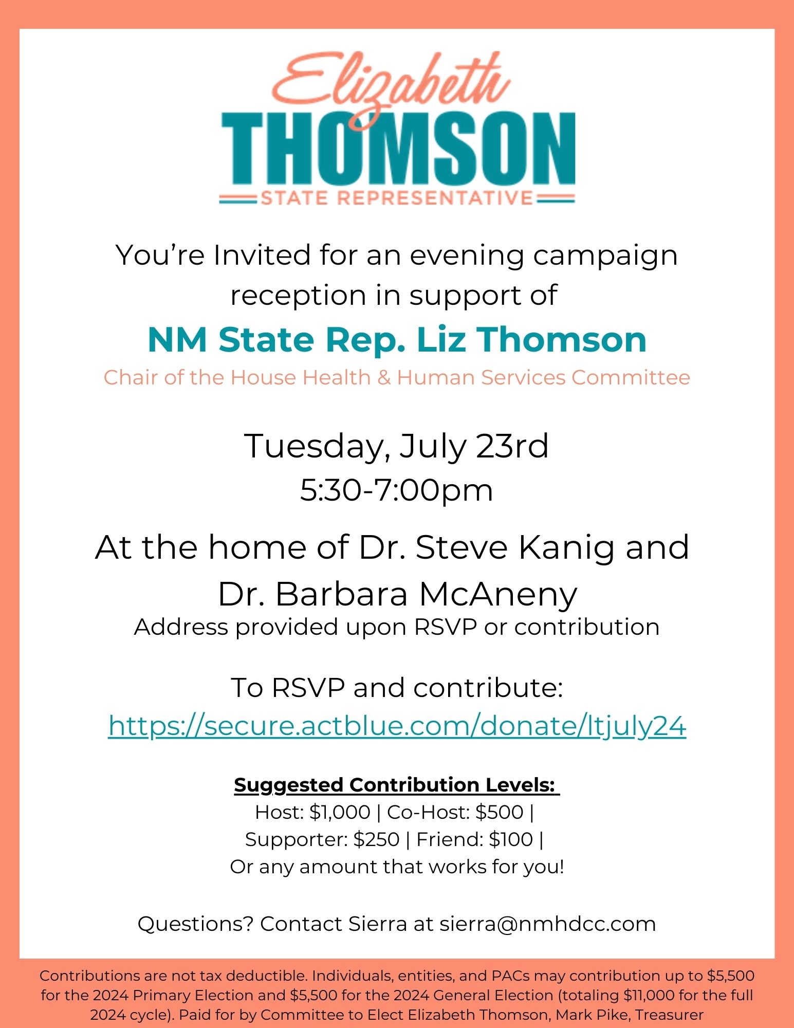 You are currently viewing Campaign Fundraiser for Representative Liz Thomson