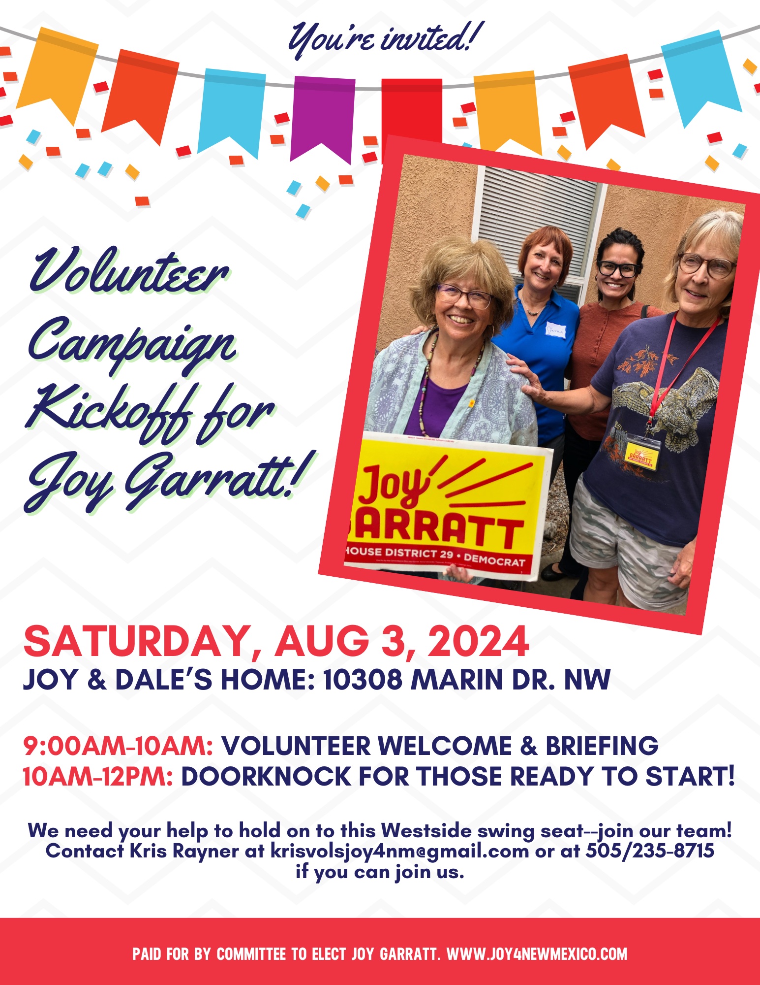You are currently viewing Join us for Rep. Joy Garratt’s Volunteer Kickoff!