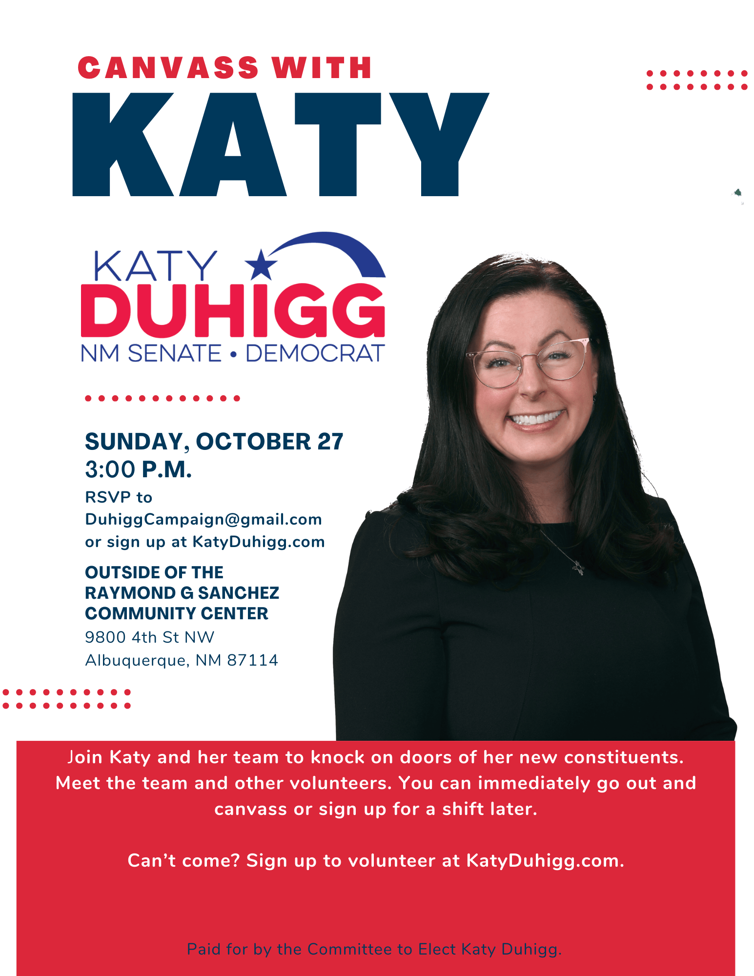 You are currently viewing Canvass with Senator Katy Duhigg this Sunday