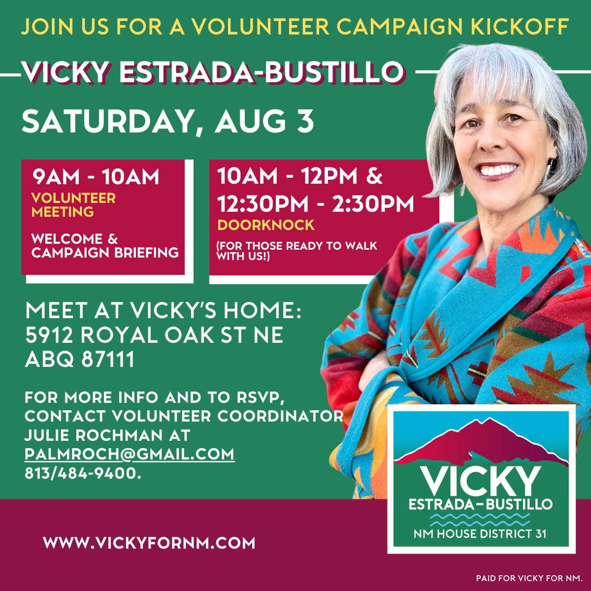 You are currently viewing Volunteer Kickoff for Vicky Estrada-Bustillo!