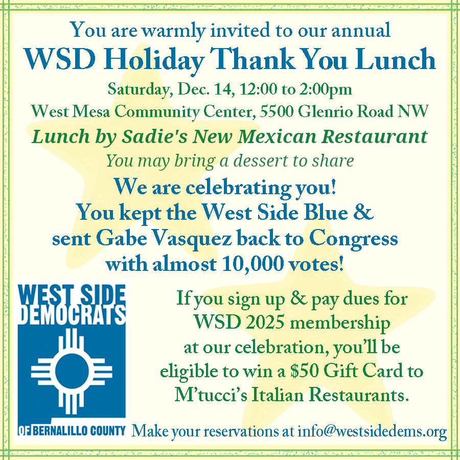 You are currently viewing West Side Democrats Thank You Lunch